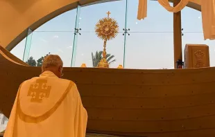 P. Juan Solana realiza Adoración Eucarística en Magdala. Crédito: Magdala Center.