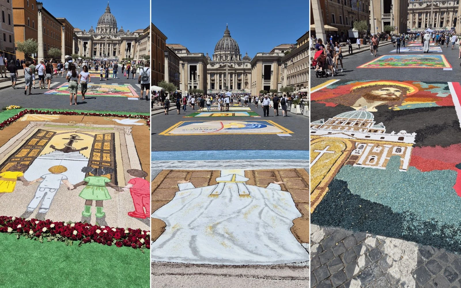 Miles de pétales de flores adornan la gran avenida que lleva a San Pedro.?w=200&h=150