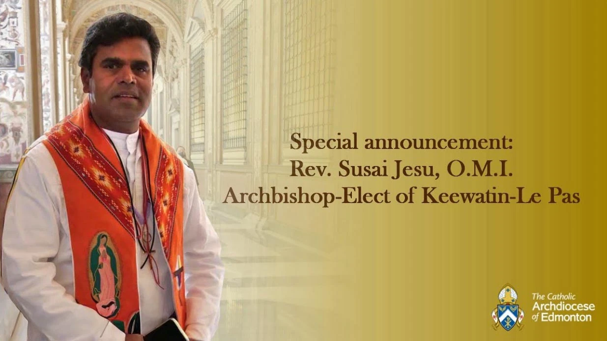 Mons. Susai Jesu, Arzobispo electo de Keewatin-Le Pas (Canadá). Crédito: Arquidiócesis de Edmonton.