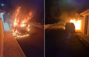 Vehículos incendiados en Taybeh. Crédito: Ministerio Palestino de Asuntos Exteriores y Expatriados.