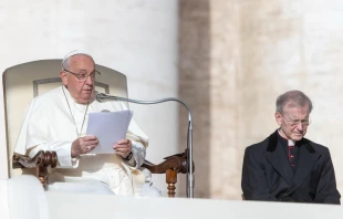El Papa Francisco en la Audiencia General de este miércoles 9 de octubre Crédito: Daniel Ibáñez/ EWTN News