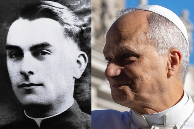 El Beato Pietro Paolo Oros y el Papa León XIV.