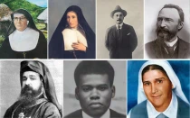 Hermana María Troncatti, la Hermana Vicenta María Poloni, José Gregorio Hernández, Bartolo Longo, Mons. Ignacio Maloyan, Pedro To Rot y la Hermana María del Monte Carmelo Rendiles Martínez.