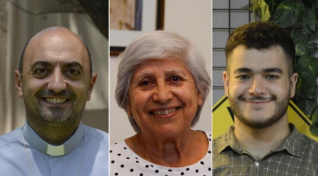 Izq. a der.: Mons. Jules Boutros, Afifeh Bachir y Maroun El Khawand.