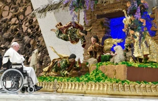 Papa Francisco ante Nacimiento del Aula Pablo VI. Cru00e9dito: Vatican Media 