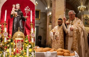 El Custodio Franciscano de Tierra Santa bendice el pan de San Antonio. Crédito: Custodia Franciscana de Tierra Santa.