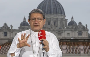 Mons. Luis Cabrera, Arzobispo de Guayaquil (Ecuador). Crédito: Daniel Ibáñez / EWTN News