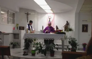 El Obispo de Cádiz y Ceuta, Mons. Rafael Zornoza, celebra Misa en la capilla del Hospital de Puerto Real. Crédito: Diócesis de Cádiz y Ceuta