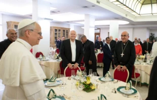 Cardenal Chomali con el Papa León XIV luego de su elección Crédito: Cardenal Fernando Chomali