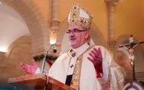 Cardenal Pierbattista Pizzaballa, Patriarca Latino de Jerusalén, en la Misa de Nochebuena en Belén.