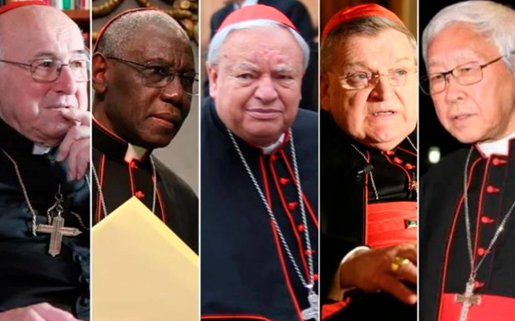 De izquierda a derecha: Cardenal Walter Brandmüller, Cardenal Robert Sarah, Cardenal Juan Sandoval Íñiguez, Cardenal Raymond Burke, Cardenal Zen Ze-Kiun.?w=200&h=150