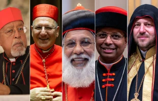 Berhaneyesus Demerew Souraphiel, Luis Rafael I Sako, Baselios Cleemis, George Jacob Koovakad y Mykola Bychok Crédito: Daniel Ibáñez/ EWTN News