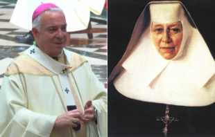 Arzobispo Nelson Pérez y Santa Catalina Drexel. Crédito: Arquidiócesis de Filadelfia