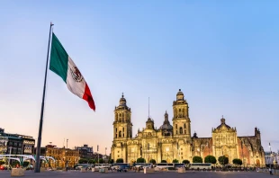 Catedral Metropolitana de la Arquidiócesis Primada de México vista desde la Plaza de la Constitución, conocida como "Zócalo", en el centro de Ciudad de México. Crédito: Leonid Andronov/Shutterstock.
