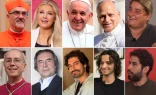 De izquierda a derecha: Cardenal Pierbattista Pizzaballa, Erika Kirk, Papa Francisco, Papa León XIV, Antonia Salzano, Mons. Mark Seitz, Riccardo Muti, Pablo Garna, Michael Iskander, Jonatan Medina Espinal.