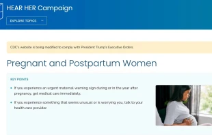 El sitio de los Centros para el Control y la Prevención de Enfermedades cambió el título de un artículo llamado “Opciones alimentarias más seguras para personas embarazadas” a “Opciones alimentarias más seguras para las mujeres embarazadas”. Crédito: Centros para el Control y la Prevención de Enfermedades.