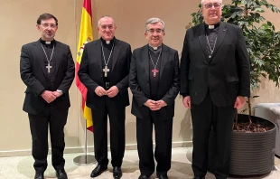 De izquierda a derecha, el Cardenal Cobo, Mons, Pioppo, Mons. Argüello y Mons. García Magán. Crédito: CEE.