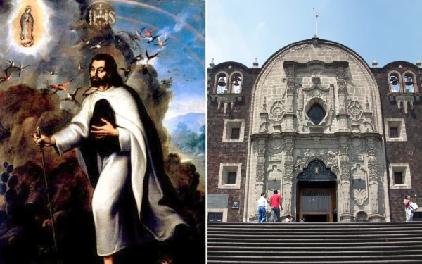 Imagen del encuentro de San Juan Diego con la Virgen de Guadalupe / Capilla del Cerrito. Crédito: GAED, CC BY-SA 3.0 / Miguel Cabrera, Dominio Público