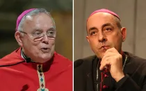 Mons. Charles J. Chaput, Arzobispo emérito de Filadelfia (izquierda) y Cardenal Víctor Manuel Fernández, prefecto del Dicasterio para la Doctrina de la Fe (derecha).