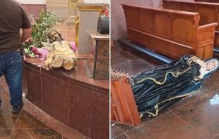 Imágenes de Cristo y de Nuestra Señora de los Dolores que fueron dañadas. Crédito: Diócesis de Zamora