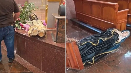 Vandalizan imágenes de Cristo y la Virgen en iglesia católica de Michoacán, México