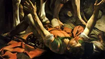 Detalle de la Conversión de San Pablo en el camino a Damasco, de Caravaggio. Los hombres que estaban con él escucharon la voz pero no entendieron lo que se decía.