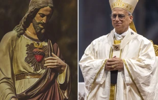 El Sagrado Corazón de Jesús y el Papa León XIV. Crédito 1: Grzegorz Sękulski - Unsplash. / Crédito 2: Daniel Ibáñez - EWTN News.