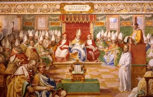 El Concilio de Nicea del año 325, representado en un fresco de Vaticano. Crédito: Fotografía: Giovanni Guerra (1544-1618), Cesare Nebbia (1534-1614) / Dominio público/Wikimedia Commons