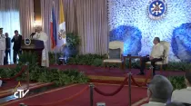 El Papa Francisco durante su discurso ante el Presidente de Filipinas / Foto: Captura Youtube