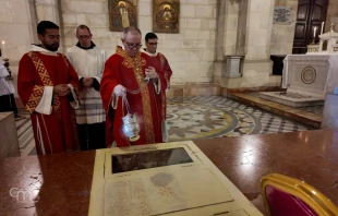 Fray Francesco Ielpo en el santuario de Emaús. Crédito: Custodia de Tierra Santa.