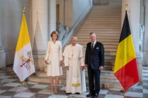 El Papa Francisco junto a los Reyes de Bélgica