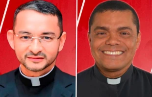 El P. Dimas Acuña Jiménez, nuevo Obispo de El Banco, y el P. Edgar Mejía Orozco, nuevo Obispo Auxiliar de Barranquilla. Crédito: CEC.