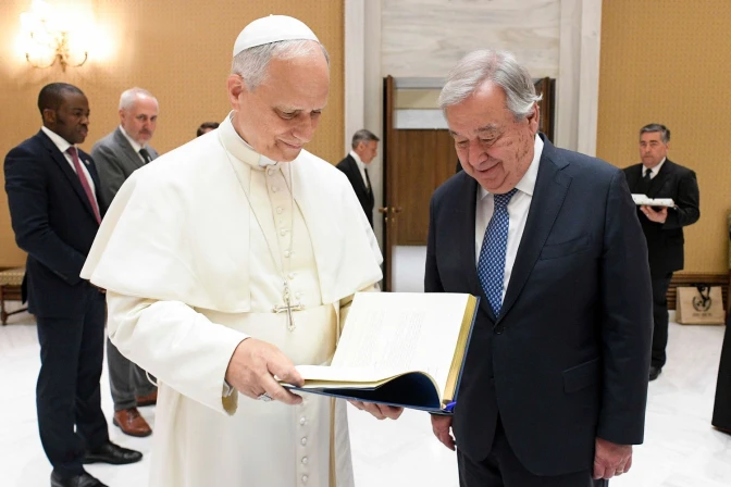 León XIV y António Guterres este 11 de junio en el Vaticano
