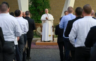 El Papa León XIV junto a los seminaristas del Triveneto Crédito: Vatican Media