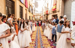 Alfombras de Serrín en Elche de la Sierra para el Corpus Christi Crédito: Asociación Alfombras de Serrín, Elche de la Sierra