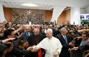 El Papa León XIV saluda a los sacerdotes de la Diócesis de Roma Crédito: Vatican Media