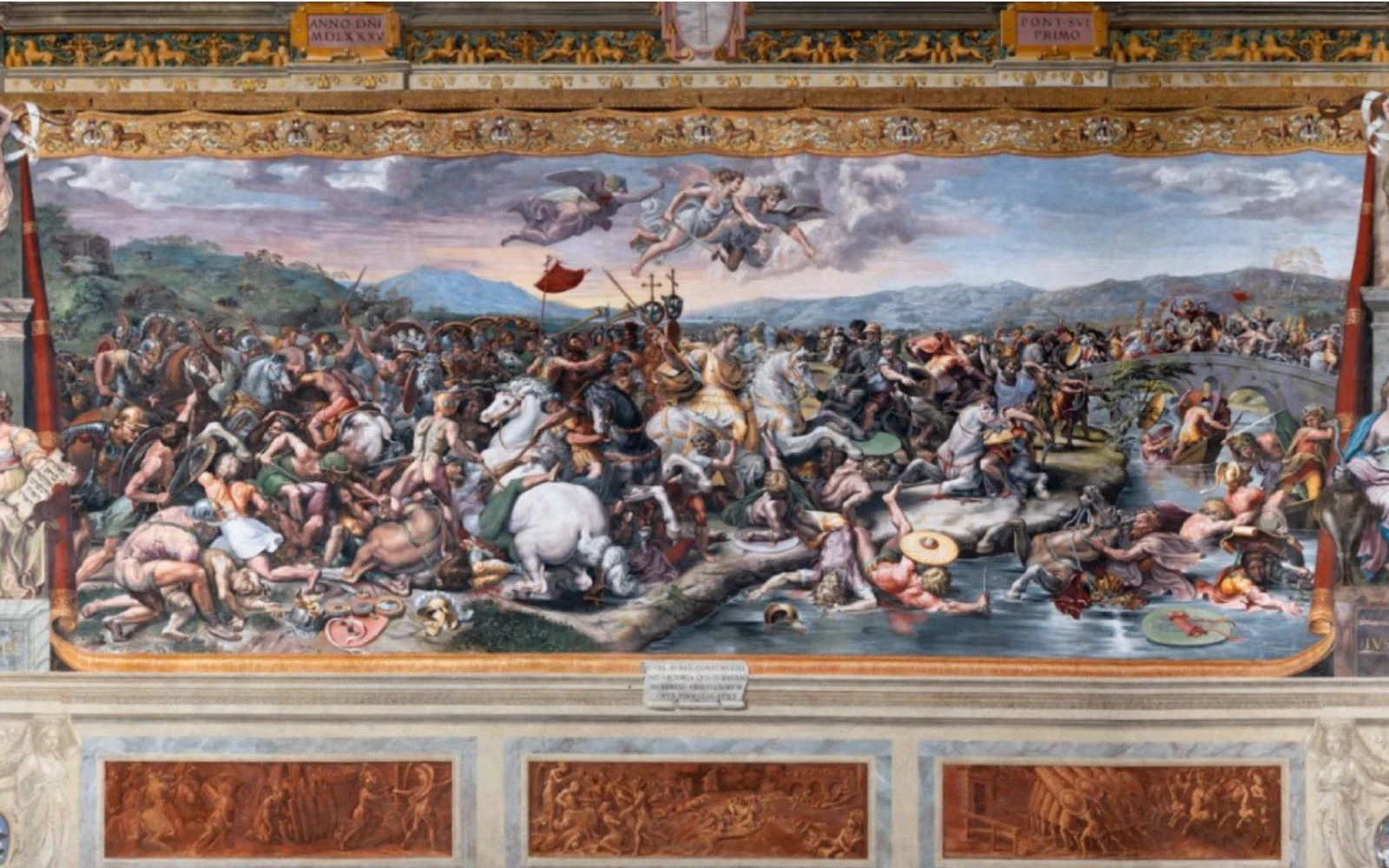 La “Sala de Constantino” es la obra maestra de Rafael que representa la victoria de Constantino contra Majencio en el Puente Milvio.?w=200&h=150