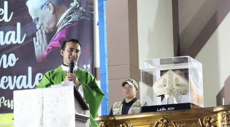 P. Edgar Rimaycuna Inga, secretario del Papa León XIV en la Misa del domingo 11 de agosto en Chiclayo.