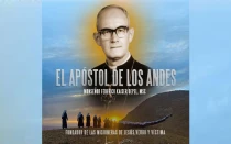 Afiche del documental "El Apóstol de los Andes", sobre la vida del siervo de Dios Federico Kaiser, obispo alemán en Perú y fundador de las Misioneras de Jesús Verbo y Víctima.