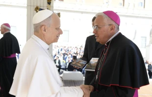 El arzobispo de Tarragona saludó al Papa tras la Audiencia General del miércoles 8 de octubre Crédito: Arzobispado de Tarragona