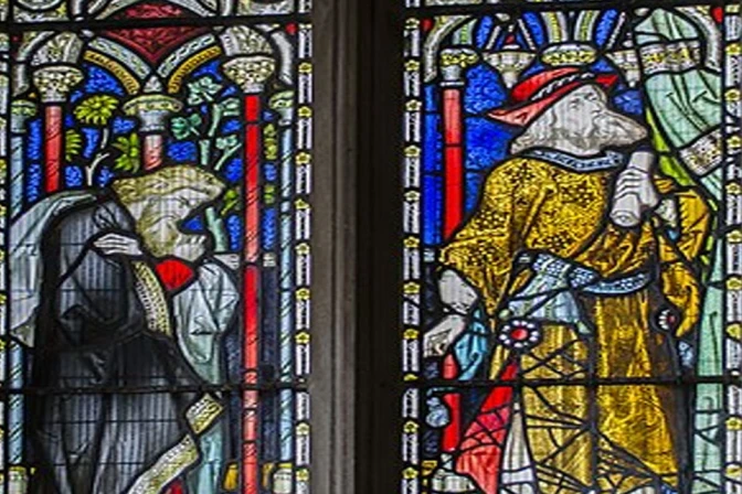 Vitral del fariseo y el publicano.