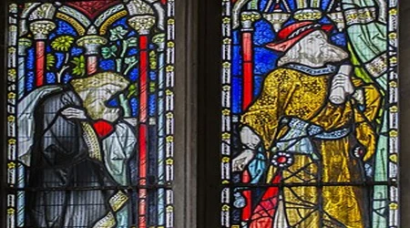 Vitral del fariseo y el publicano.