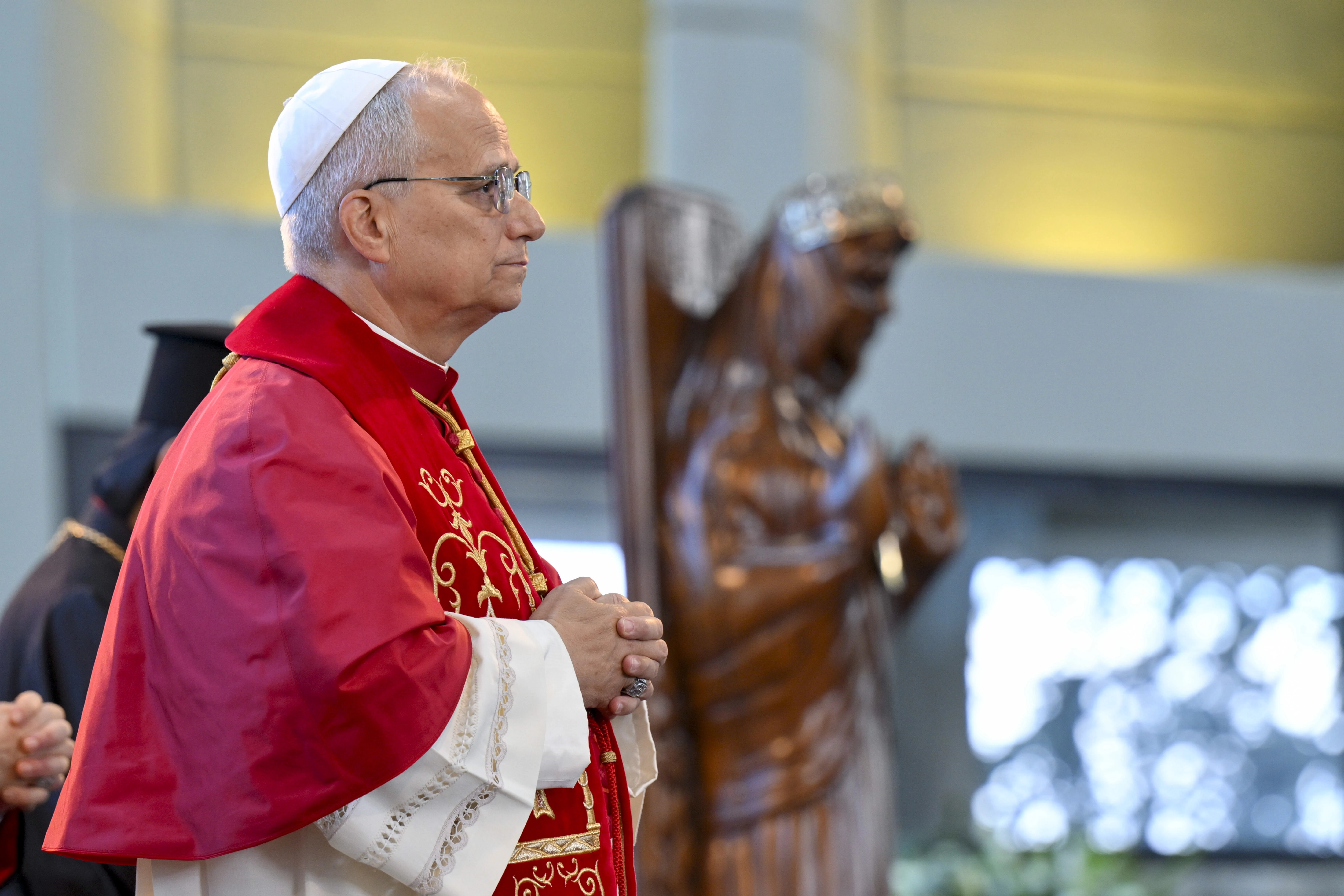 León XIV durante el encuentro de este lunes | Crédito: Vatican Media