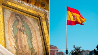 Imagen de la Virgen de Guadalupe y la bandera española