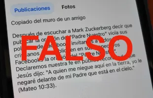 Es falso el mensaje que circula en redes sociales que dice que Marck Zuckerberg ha prohibido publicar el Padre Nuestro en Facebook. null