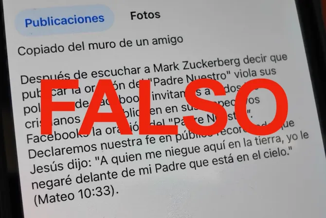 Mensaje falso sobre prohibición del Padre Nuestro en Facebook