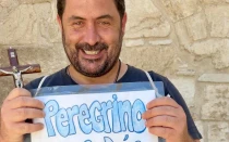 Fernando Gutiérrez, misionero laico español, a su llegada a  Belén tras 10 meses caminando.