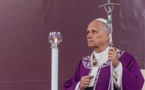 Papa León XIV en desde el Cementerio del Verano en Roma.