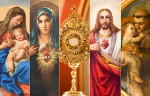 null Santa María, Madre de la Iglesia, Inmaculado Corazón de María, Corpus Christi, Sagrado Corazón de Jesús y San Antonio de Padua / Dominio público.