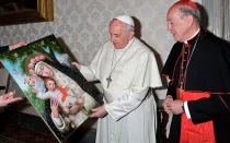 Papa Francisco y el Cardenal Juan Luis Cipriani junto a imagen de Santa Rosa de Lima. Foto: Arzobispado de Lima